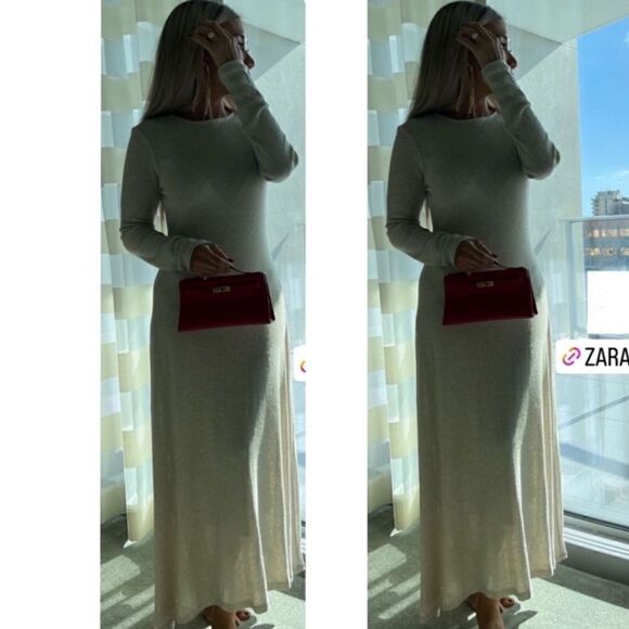 ZARA SHINY MIDI KNIT DRESS - Picture 1 of 10